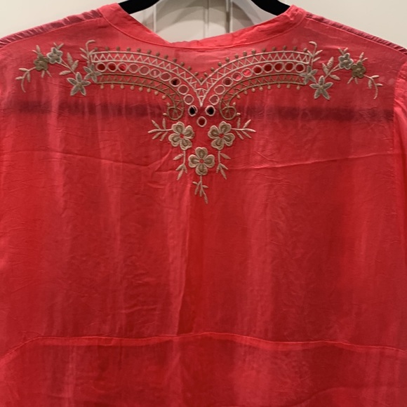 Johnny Was Beautiful Britta coral Tunic Top, with embroidery size S NWT . - Picture 11 of 16
